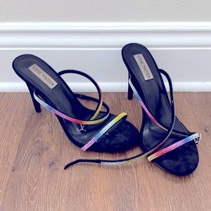 Steve Madden open toe wrap around heels.